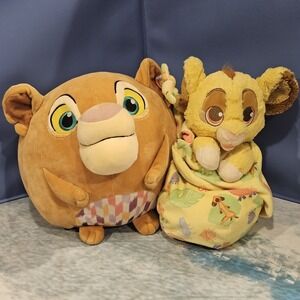 Disney Baby Lion King Simba Swaddle Plush + Baby Nala Crinkle Toy Bundle"